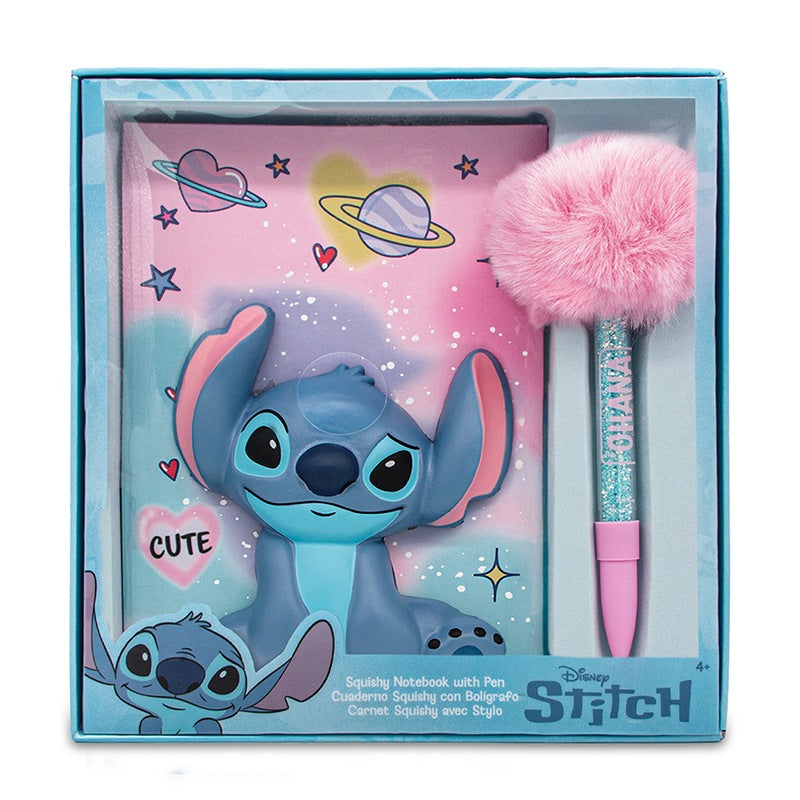 Lilo & Stitch Set con Taccuino Squishy e Penna Soffice con Pompon
